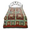 Exotic India Rust Kantha Bedcover with Multicolor Floral Applique Patches from Jodhpur - Pure Cotton view 1