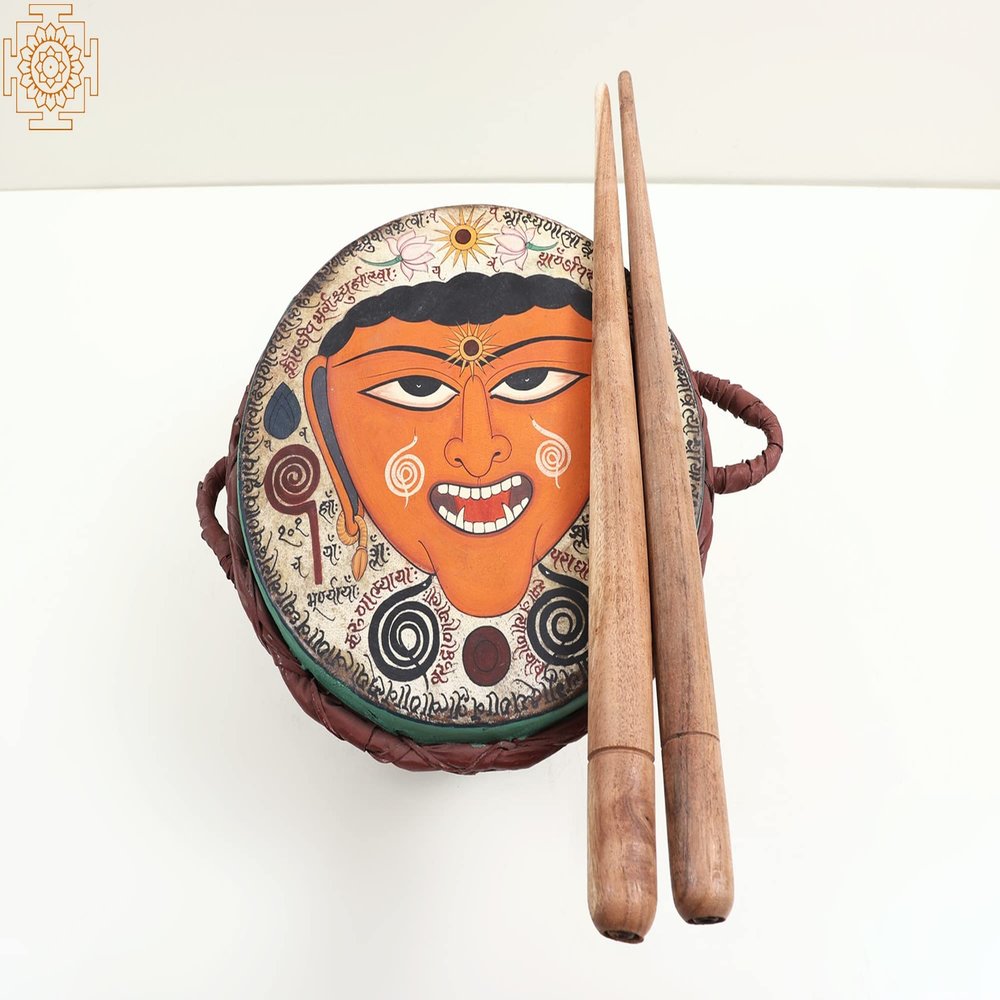 Exotic India 11" Traditional Indian Nagada Drum | Handmade - Wood