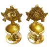 GURU JEE Brass Shankha Chakra Villaku Set of 2 Lord Vishnu Symbol Shankh Chakra Diya Traditional Oil Wick Lamp Deepam Deepak for Puja Aarti Mandir Temple view 1
