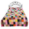 Exotic India Multicolor Patchwork Kantha Styled Reversible Bedding Quilt from Jodhpur - Pure Cotton - Color IrisorchidV1 view 1