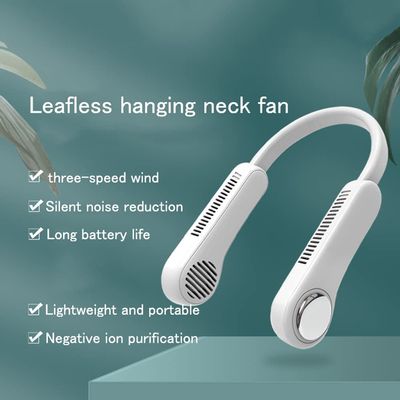 Inzyla 2-Pack,Portable Neck Fan, Hands Free Bladeless Fan, Cooling Personal Fan,3 Speeds Adjustment,Headphone Design, 4800 MAh Rechargeable, USB Powered Neck Fan for Outdoor Indoor-Pink,White,Blue
