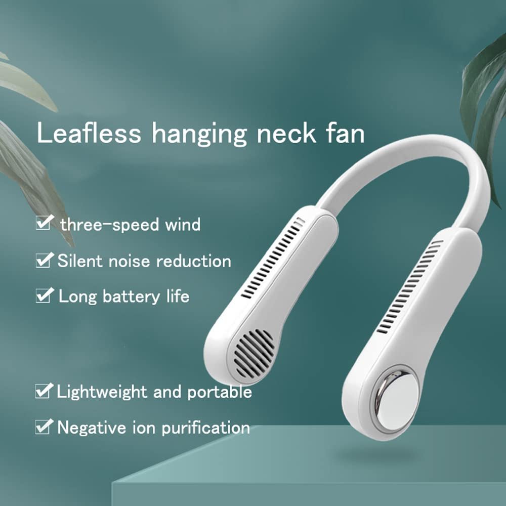 Inzyla 2-Pack,Portable Neck Fan, Hands Free Bladeless Fan, Cooling Personal Fan,3 Speeds Adjustment,Headphone Design, 4800 MAh Rechargeable, USB Powered Neck Fan for Outdoor Indoor-Pink,White,Blue