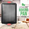 15 Non Stick Cookie Sheet, Medium Gray Commercial Grade Restaurant Quality Carbon Metal Bakeware with Red Silicone Handles, Compatible with Model NCSBS3S view 2