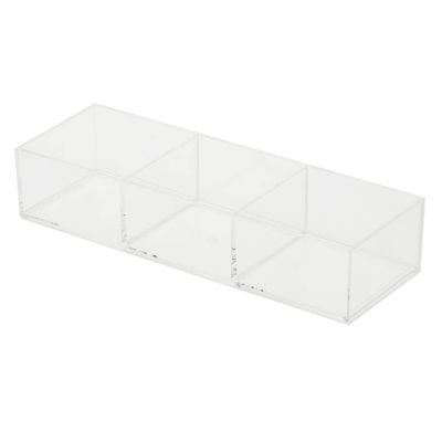 Home Basics 3 Section Plastic Cosmetic Organizer, Clear | Simple Design | Perfect for Bathroom Countertop or Dresser | Use for Jewelry or Make Up