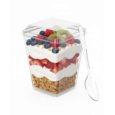 Zappy 100 Pack 5 oz Plastic Dessert Cups with Lids and Spoons - Appetizer/Parfait Glasses for Party, Dessert Shooters, Ice Cream, Fruit Cups