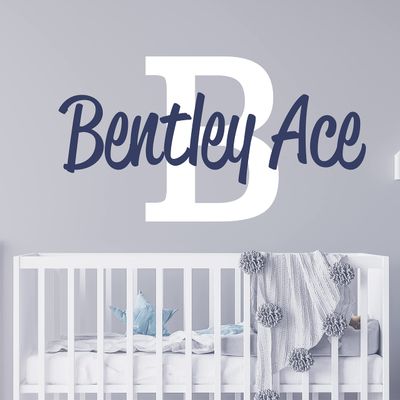 Name Wall Decal Sticker Custom Name Wall Decal Girls Room Boys Room - Personalized Name Wall Decal Nursery Decal - Baby Monogram Vinyl Wall Art (32" Wide x 17" high)
