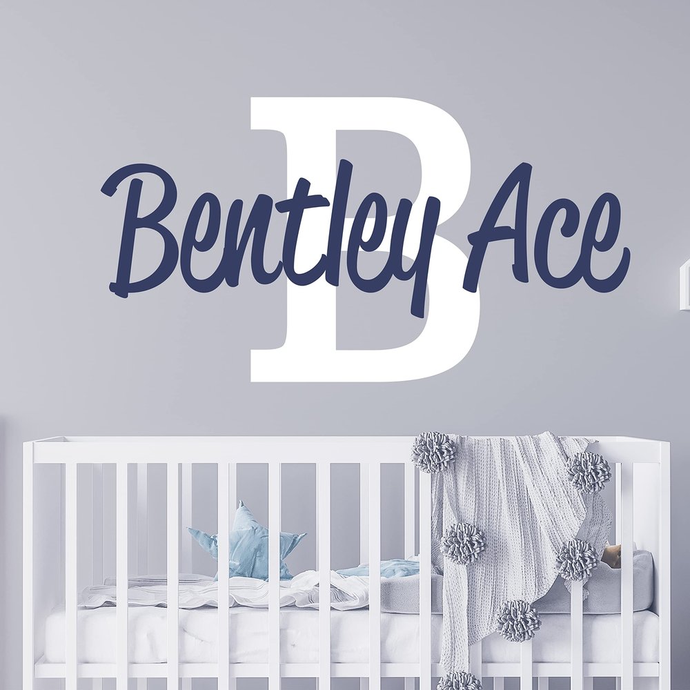 Name Wall Decal Sticker Custom Name Wall Decal Girls Room Boys Room - Personalized Name Wall Decal Nursery Decal - Baby Monogram Vinyl Wall Art (32" Wide x 17" high)