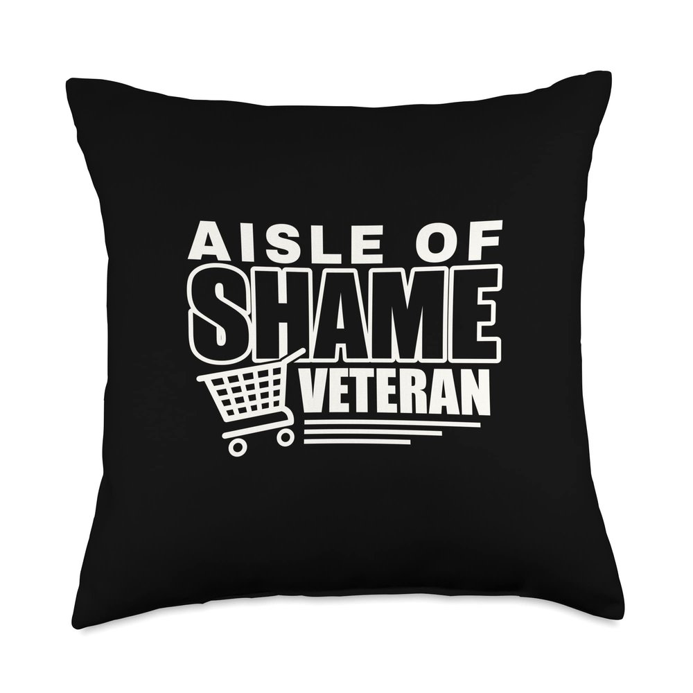 Aisle of shame grocery shopping veteran mom shirt Throw Pillow