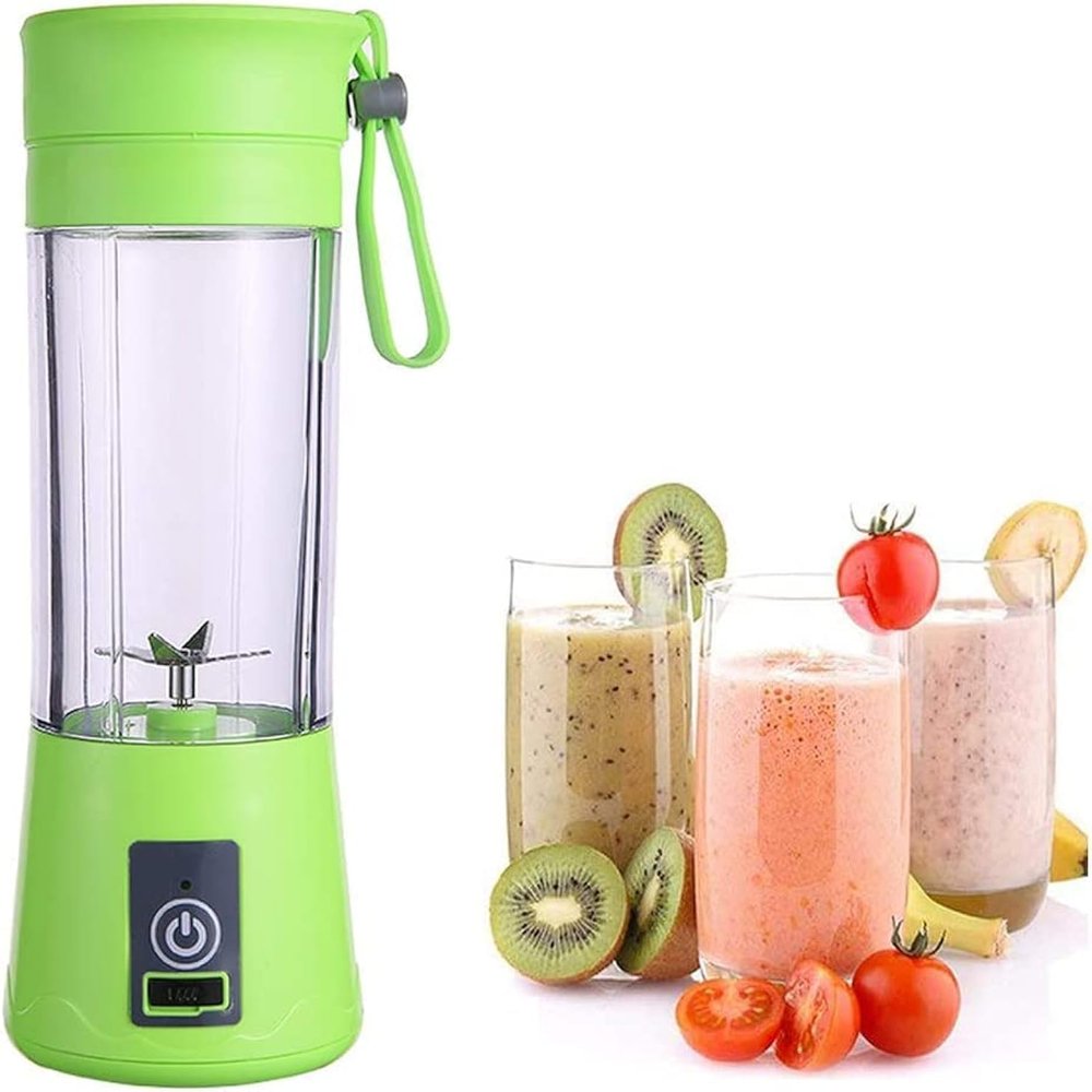 ISA Portable Blender for shakes and smoothies, Cordless Personal Mini Travel Fruit Juicer Cup Mixer Electric Smoothie Blender Maker, 13oz Bottles, USB Rechargeable (GREEN)