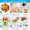 ISA Portable Blender for shakes and smoothies, Cordless Personal Mini Travel Fruit Juicer Cup Mixer Electric Smoothie Blender Maker, 13oz Bottles, USB Rechargeable (GREEN) view 4