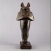 A unique ancient Egyptian statue of Anubis Jackal God of afterlife and mummification standing in form mummy with Jackel head Heavy black stone made in Egypt. view 2