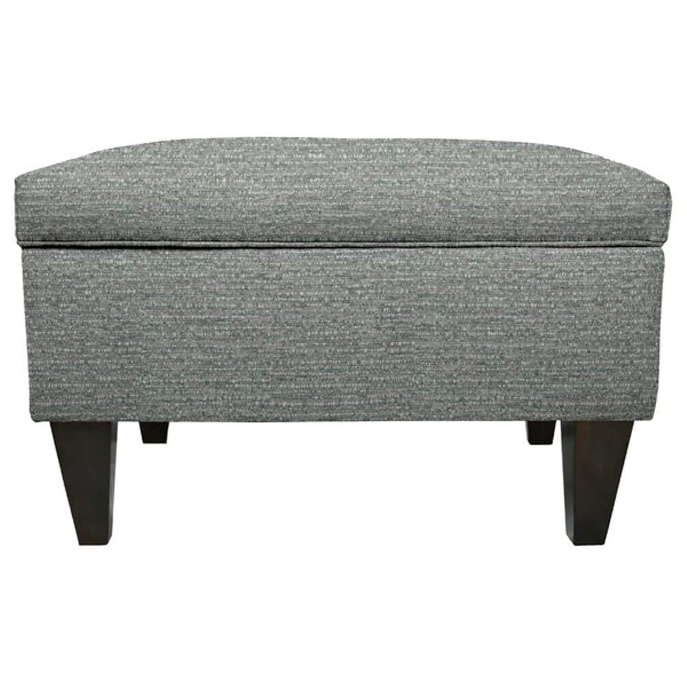 Stylish Smoke Velvet Ottoman 22'' Wide, Rectangle Shape, Generous Storage Capacity, Foam Cushion Seat Material, Wood Legs | All Season Simple and Elegant Style, Pretty Gray Shade, Highly Durable