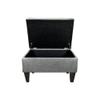 Stylish Smoke Velvet Ottoman 22'' Wide, Rectangle Shape, Generous Storage Capacity, Foam Cushion Seat Material, Wood Legs | All Season Simple and Elegant Style, Pretty Gray Shade, Highly Durable view 3