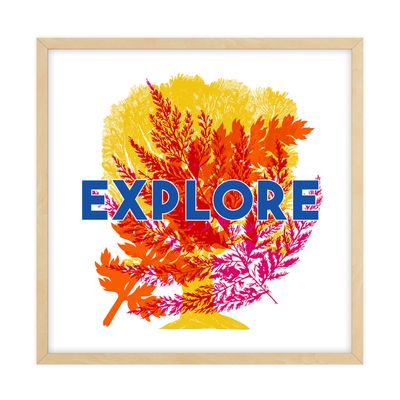 Nature Creative Upbeat Word Art Collection 8F - Wall Art - 32 x 32 - Multi - Light Wood Frame