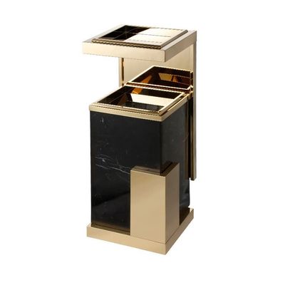 TOMYEUS Dustbin Light Luxury Marble Trash Can in Shopping Mall Hotel Lobby Elevator Entrance Stainless Steel Vertical Trash Can with Ashtray, 12L Kitchen Bin (Color : B)