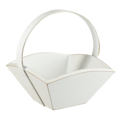 Lillian Rose Rustic Farmhouse Wooden Flower Basket, One Size, White