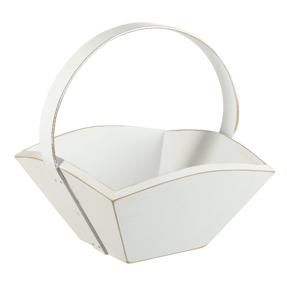 Lillian Rose Rustic Farmhouse Wooden Flower Basket, One Size, White