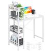 4NM 35" Small Computer Desk with 4-Tier Bookshelf, Home Office Desk Writing Workstation Study Table Multipurpose for Small Space Work - All White view 1