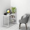 4NM 35" Small Computer Desk with 4-Tier Bookshelf, Home Office Desk Writing Workstation Study Table Multipurpose for Small Space Work - All White view 2