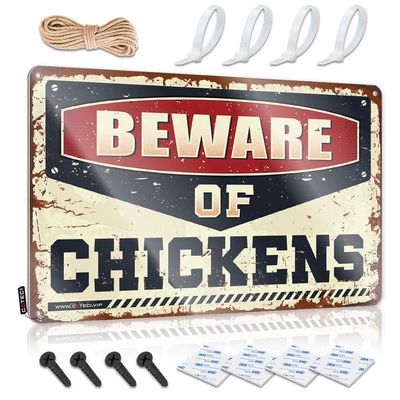 Funy Tin Sign Beware of Chickens Metal Sign Man Cave Accessories Man Cave Furniture ( Size : 30X40CM )