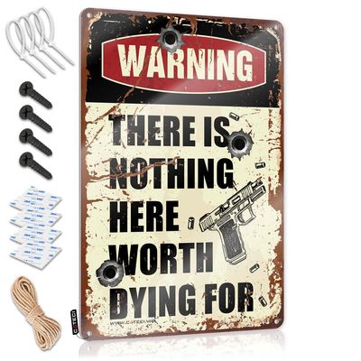 Funny Signs for Man Cave Warning There is Nothing Here Worth Dying for Metal Sign Funny Patio Decor Wall Decor Vintage ( Size : 30X40CM )