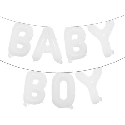 16 inch Baby Boy Girl Banner Foil Letter Balloons Garland for Birthday Baby Shower Gender Reveal Party Decoration Supplies (BABY BOY White)