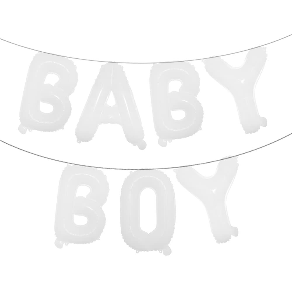 16 inch Baby Boy Girl Banner Foil Letter Balloons Garland for Birthday Baby Shower Gender Reveal Party Decoration Supplies (BABY BOY White)