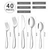 40-piece Silverware Set for 8, Stainless Steel Flatware Cutlery Set, Kitchen Utensil Tableware sets Include Spoon, Fork & Knife for Home, Dishwasher Safe view 2
