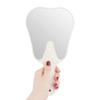 2 Pieces Tooth Shaped Handheld Mirror Cute Makeup Mirror Hand Held Plastic Dental Mirrors with Handle Cosmetic Hand Mirror for Women Men Girls and Kids (White) view 1