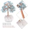 Amogeeli Healing Aquamarine Tree on Natural Rock Crystal Cluster Base, Fengshui Copper Money Tree Bonsai Desk Decoration for Luck & Wealth view 2