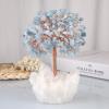 Amogeeli Healing Aquamarine Tree on Natural Rock Crystal Cluster Base, Fengshui Copper Money Tree Bonsai Desk Decoration for Luck & Wealth view 3