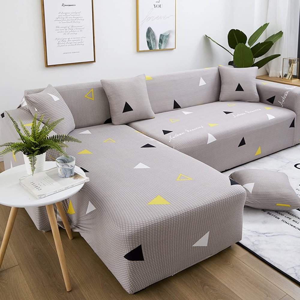 youyoucool Sectional Couch Covers L Shape Sofa Covers Super Stretch 2pcs Sofa Slipcovers for 4+4 Seaters Sectional Chaise Slipcover for Pets KidsGrey-1