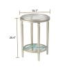 AQUILLA 2 Tier Modern Champagne Side Table, MDF Material Round Accent Table with Storage, Vintage End Table Suitable for Living Room, Bedroom, Pine Wood, Glass Top view 2