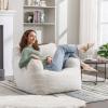 Antetek Bean Bag Chairs for Adults & Kids, Modern Teddy Fabric Accent Chair Ultra Soft Sofa Chair for Living Room, Bedroom, Apartment,Ivory view 3