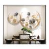 CDDUOLA 3D Room Wall Decor, Handmade Art Metal Round Golden Ginkgo Leaf Decorative Wall Sculpture for Home Living Room And Bedroom, 2 Pack view 1
