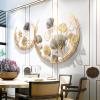 CDDUOLA 3D Room Wall Decor, Handmade Art Metal Round Golden Ginkgo Leaf Decorative Wall Sculpture for Home Living Room And Bedroom, 2 Pack view 3