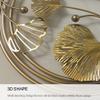 CDDUOLA 3D Room Wall Decor, Handmade Art Metal Round Golden Ginkgo Leaf Decorative Wall Sculpture for Home Living Room And Bedroom, 2 Pack view 4