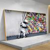 HOLEILUCK Behind The Curtain Canvas Paintings Graffiti Street Art Banksy Graffiti Art Oversized Wall Art Pictures for Home Decor 90x190cm(36x75in) Withframe view 2