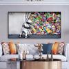 HOLEILUCK Behind The Curtain Canvas Paintings Graffiti Street Art Banksy Graffiti Art Oversized Wall Art Pictures for Home Decor 90x190cm(36x75in) Withframe view 4
