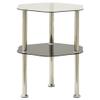 2-Tier Side Table,Coffe Table,Balcony Table,Apartment Desk, Bedroom Side Tables,Sofa Tables,Snack Table,for Living Room, Bedroom, Lounge, Office, Transparent & Black 15"x15"x19.7" Tempered Glass view 1