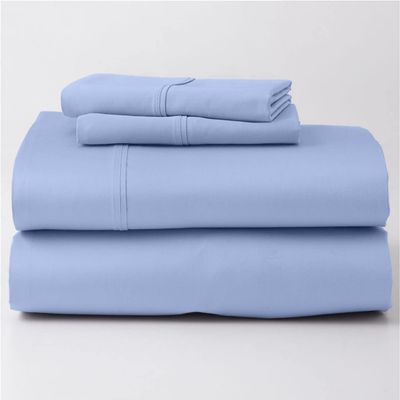 Real 800 Thread Count 4 PC Queen Sheet Set - My-Dreams-&-Pillow-Sheet-Set-100%-Giza-Egyptian-Cotton - Fits Mattresses up to 15 Inches Deep Pocket - Soft Sateen Weave - (Queen, Light Blue)