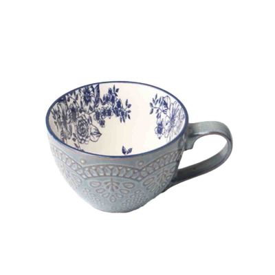 1pcs Ceramic Hand Painted Coffee Cup Mug for Tea Creative Teacup Vintage Breakfast Cups Cafe Embossed Tea Cup Colorful Handpainted