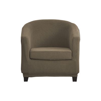 2 Pieces Stretch Club Chair Slipcover Jacquard Tub Chair Cover Armchair Covers, Non-Slip Barrel Chair Cover for Dining Living Room Office Chair -Green-3
