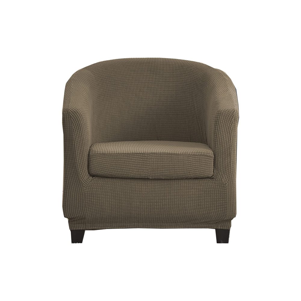 2 Pieces Stretch Club Chair Slipcover Jacquard Tub Chair Cover Armchair Covers, Non-Slip Barrel Chair Cover for Dining Living Room Office Chair -Green-3