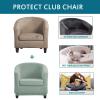 2 Pieces Stretch Club Chair Slipcover Jacquard Tub Chair Cover Armchair Covers, Non-Slip Barrel Chair Cover for Dining Living Room Office Chair -Green-3 view 4