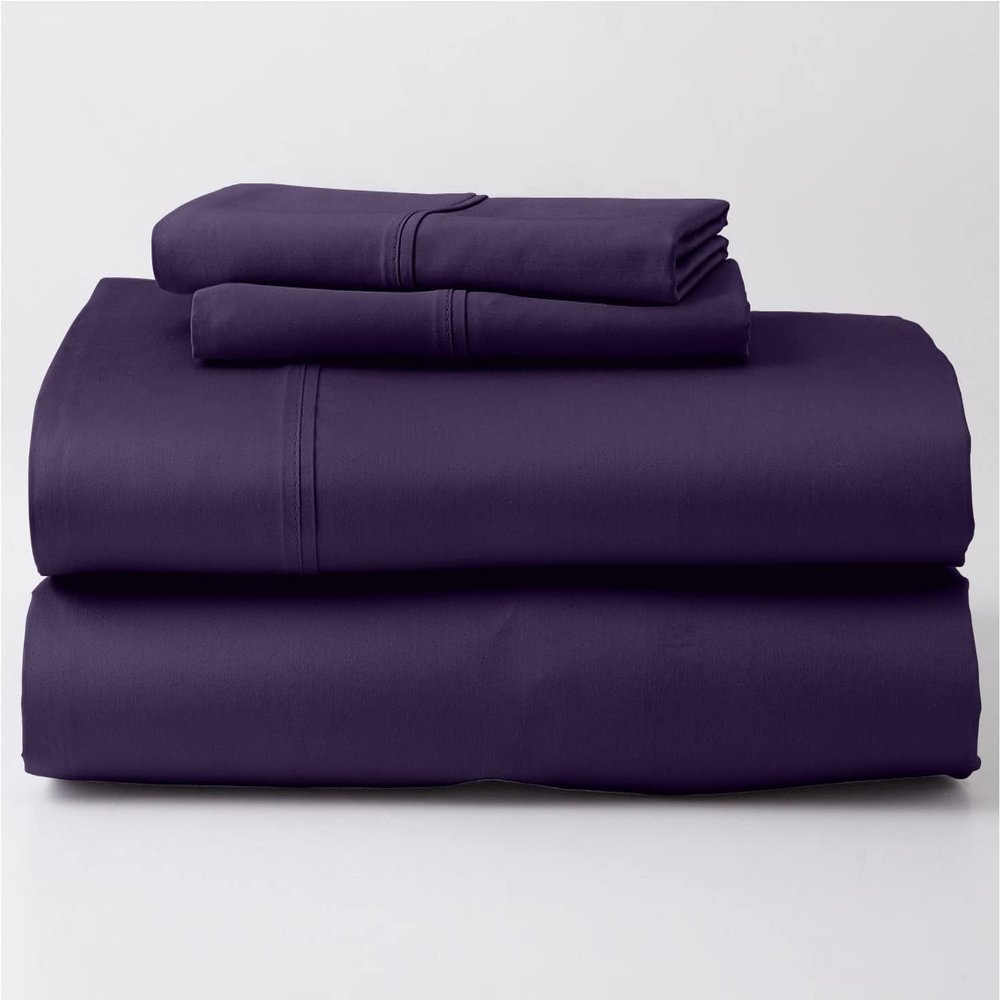 Maayu String Real 800 Thread Count 4 PC Queen Sheet Set - My-Dreams-&-Pillow-Sheet-Set-100%-Giza-Egyptian-Cotton - Fits Mattresses up to 15 Inches Deep Pocket - Soft Sateen Weave - (Queen, Plum)
