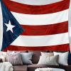 YOKOU Wall Tapestry, Puerto Rico Flag with Leaves Texture Blue Red Wall Hanging Tapestries for Bedroom, Dorm, Living Room, Home Dcor 51"X59" view 1