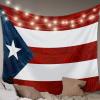 YOKOU Wall Tapestry, Puerto Rico Flag with Leaves Texture Blue Red Wall Hanging Tapestries for Bedroom, Dorm, Living Room, Home Dcor 51"X59" view 2