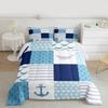 Anchor Pattern Comforter Set Cartoon Whale Bedding Set for Kids Girls Women Adults Stripes Grid Comforter Blue Navy White Quilted Duvet Set Bedroom Collection Twin Size 2Pcs view 4