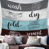 YOKOU Wall Tapestry, Laundry Room Rule Wash Dry Fold Repeat Old Wooden Gray Brown Blue Wall Hanging Tapestries for Bedroom, Dorm, Living Room, Home Dcor 86"X104" view 1